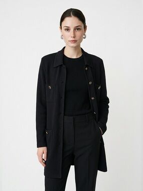 St John by Marie  Gray long Santana knit cardigan